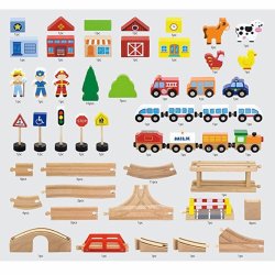 Drewniana Kolejka z pociągami tor dla dzieci 90 elementów Viga Toys