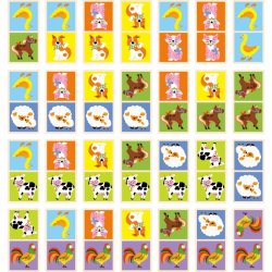 VIGA Edukacyjne Klocki Domino Drewniane gra Farma 28 elementów Montessori