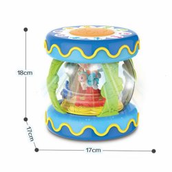 WOOPIE BABY Bębenek Pozytywka Projektor 3w1 Zabawka Muzyczna dla Niemowląt + Walec Roller do Nauki Raczkowania