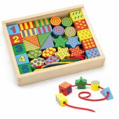 Drewniane Klocki Edukacyjne do nawlekania Nawlekanka dla dzieci Viga Toys Montessori