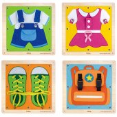 Viga Drewniane Tablice Sensoryczne Ubrania i zapięcia Montessori